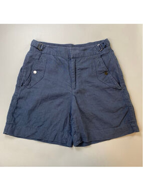 Athleta Linen Shorts Voyager Blue Womens 4 Granola Coastal Minimalist Travel